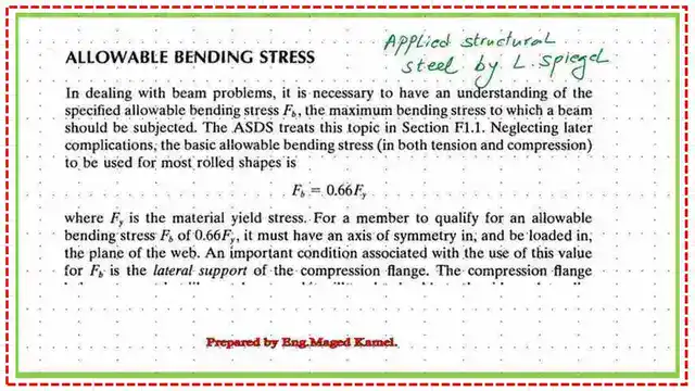 The relation between elastic section and Working moment for compact and non-compact sections