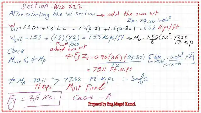 Check the final ultimate moment against the factored moment.