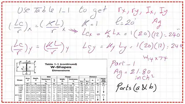 Use Table 1-1 to ghet the data for gross area from the first part.