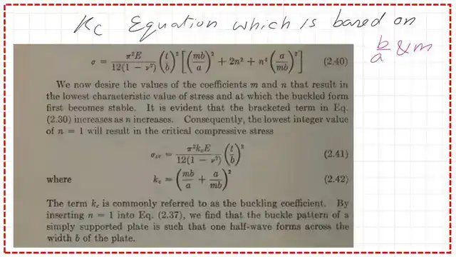 Pict 11-post 10- compression The equation of Kc with respect to m, a and b.