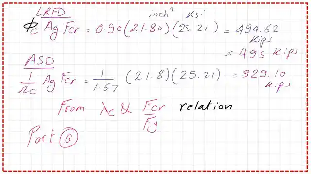 Find the LRFD and ASD value for available strength.