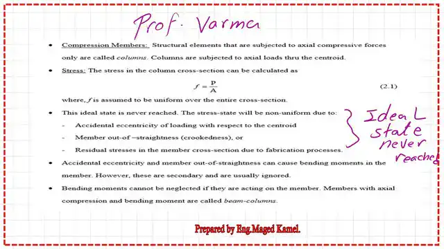 Pict 3-post 1-compress Stress value on steel columns , why ideal state never exist?