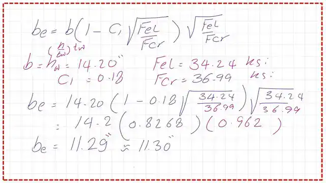 The detailed estimate of the effective web length for the column.