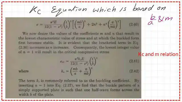 The equation of Kc with respect to m, a and b.