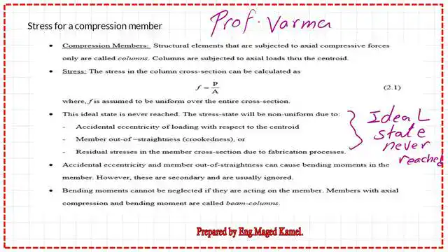 Stress value on steel columns , why ideal state never exist?