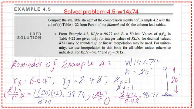 Solved problem 4.2-compute critical stress-Table 4-22