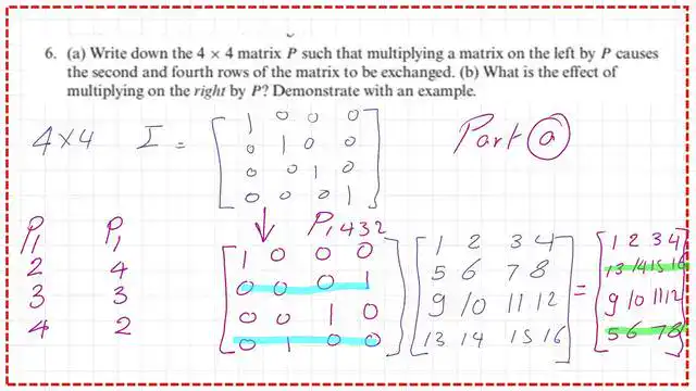 Second Practice problem -6-part a-for permutation matrix.
