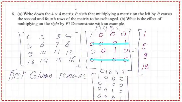 Second Practice problem-6-part b-for permutation matrix.