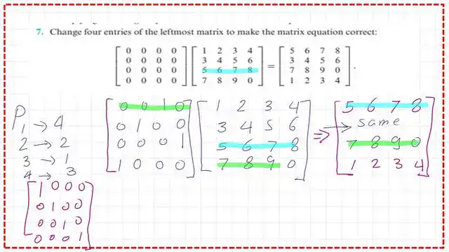 Practice problem 7- for permutation matrix
