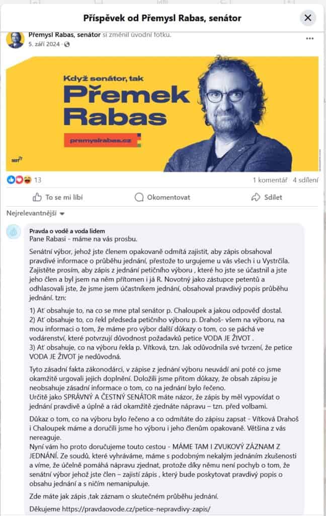 Rabas 5.9.24 - žádost o pravdivý zápis