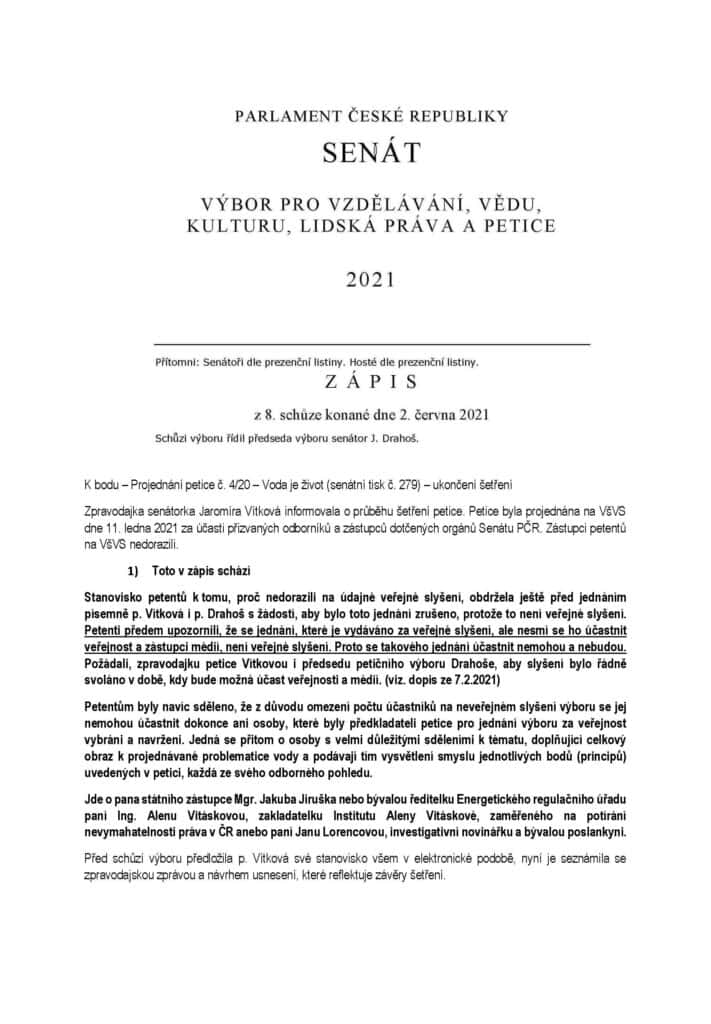 Cely pravdivy zapis z jednani vyboru opraveny a doplneny Stranka 1