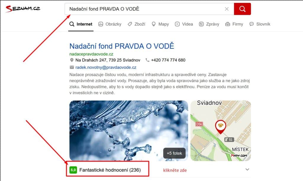 Seznam - Nadace Pravda o vodě