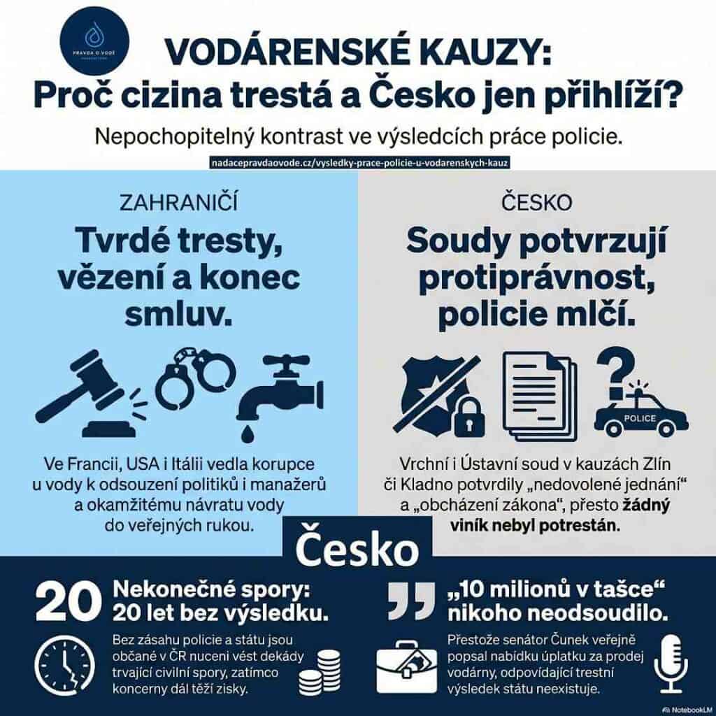 Srovnání výsledků práce policie u vodárenských kauz - Česká republika vs. zahraničíČeskem a zahraničím,