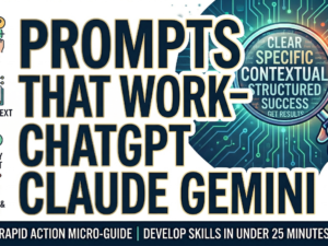 AI prompts that work micro-course — define goals, give context, specify format, and iterate prompts for ChatGPT, Claude, and Gemini in 25 minutes.