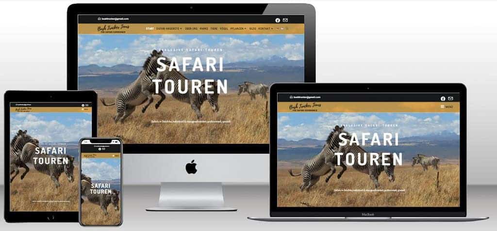 Zebra Safari Touren auf verschiedenen Endgeräten dargestellt.