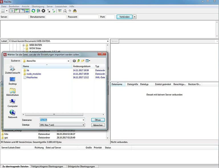 Konvertierung FIREFTP Datei für Filezilla