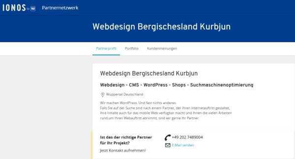 IONOS Partner Wuppertal Webdesign Bergischesland