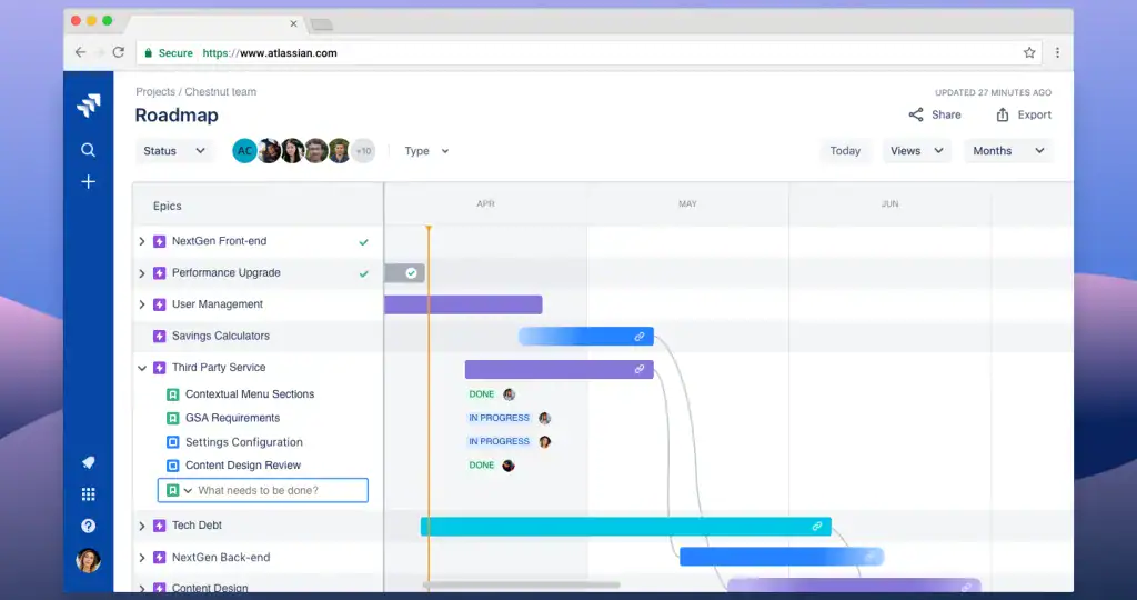 Pantalla de Jira Roadmaps