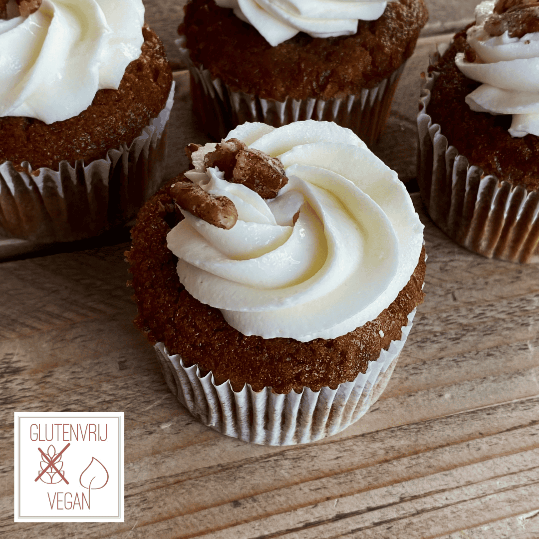 Worteltaart cupcake vegan & glutenvrij