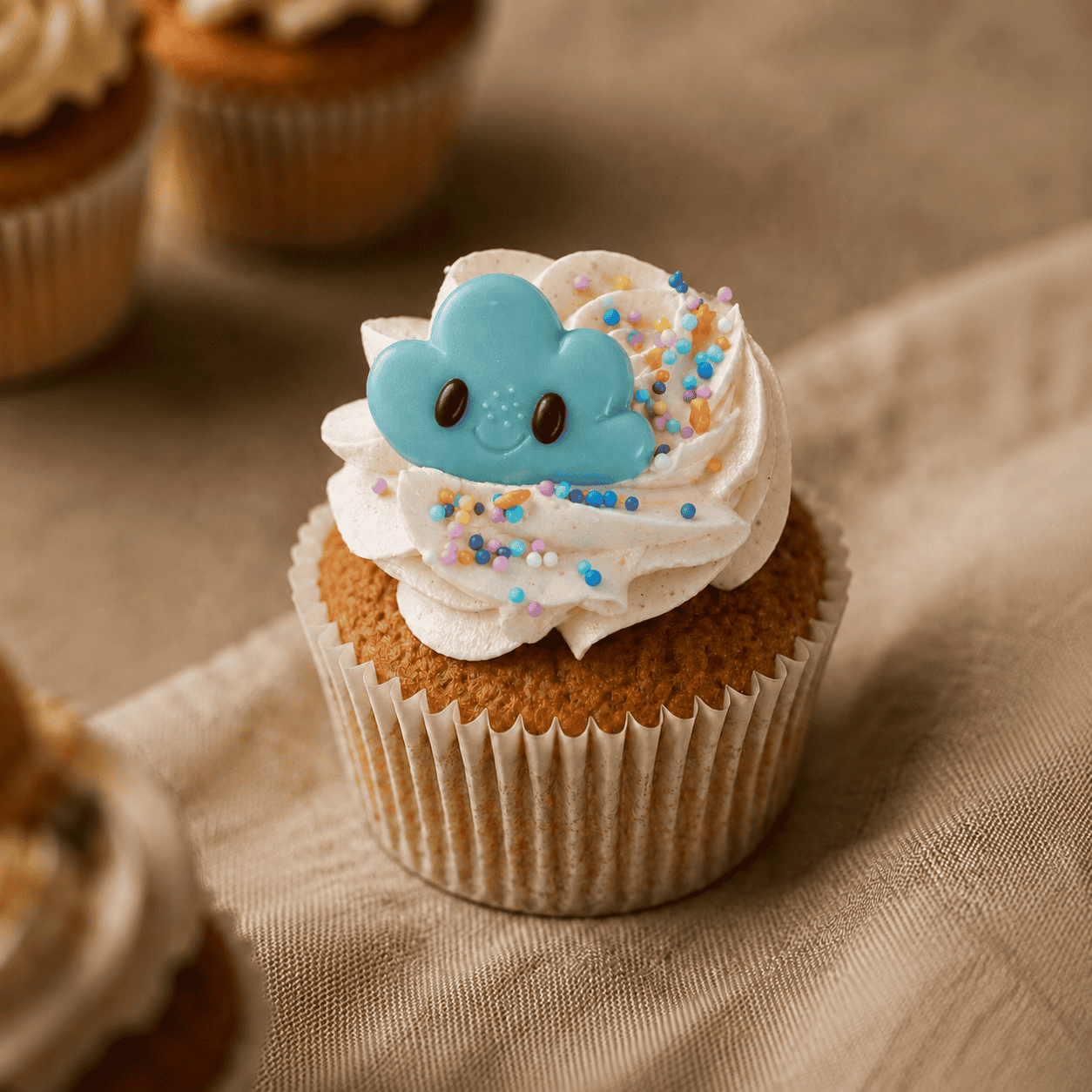 Unicorn cupcake met blauw wolkje