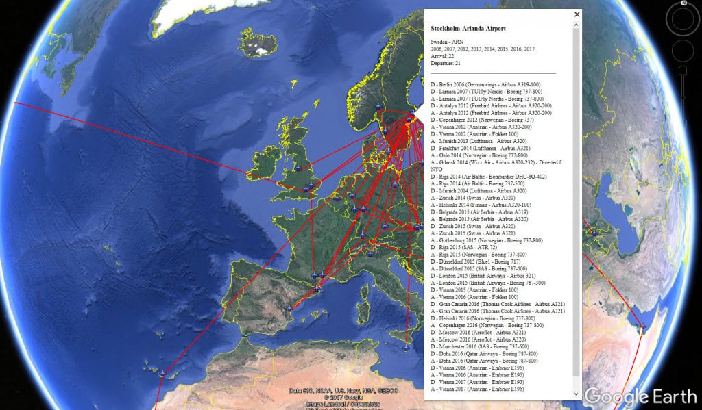 Google Earth, Flights Map, Airports