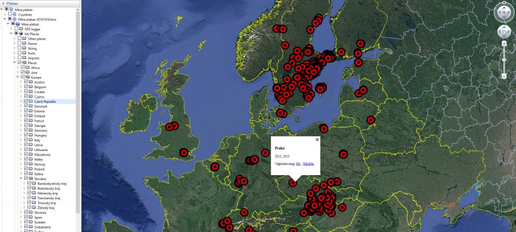Google Earth, Visited Places Map