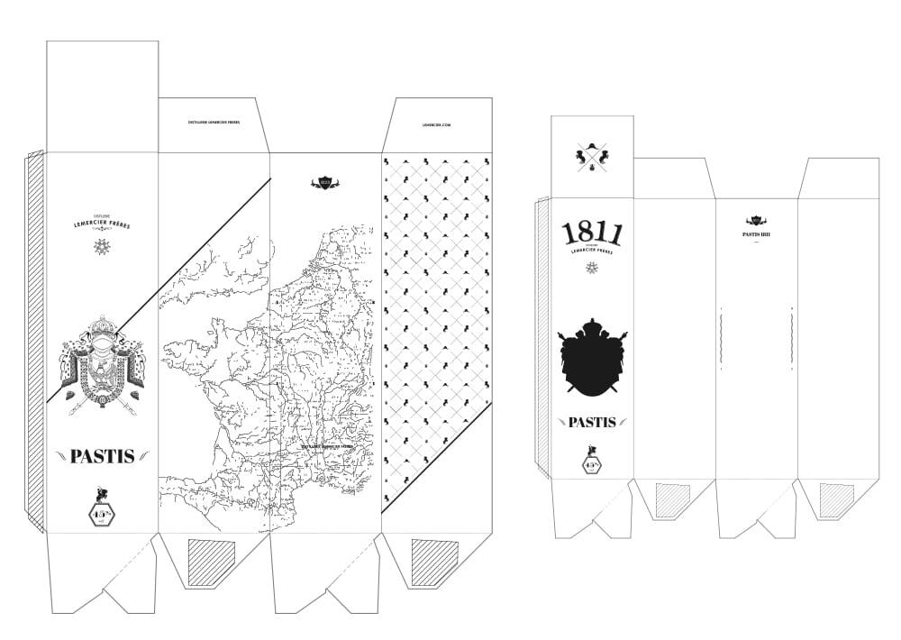 Gabarit Packaging design apéritif Pastis 1811