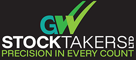 GW Stocktakers logo on black background