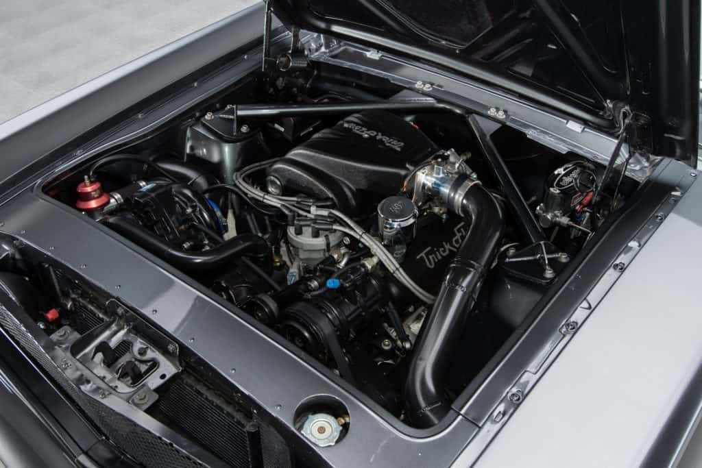 engine in the 486 HP 1965 Ford Mustang Pro Touring Restomod