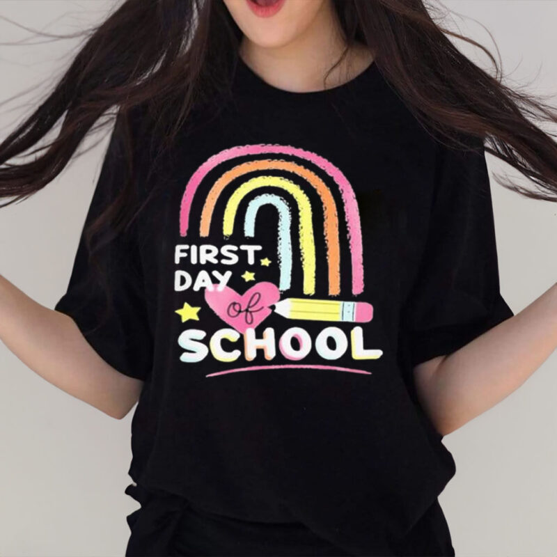 First Day Of School Rainbow Heart T-shirt