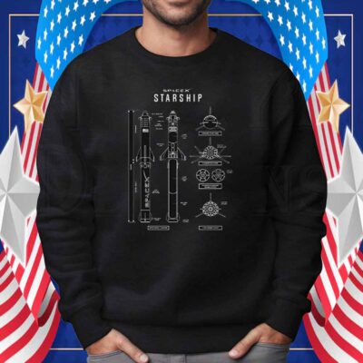 SpaceX Starship Schematic Blueprint Shirt