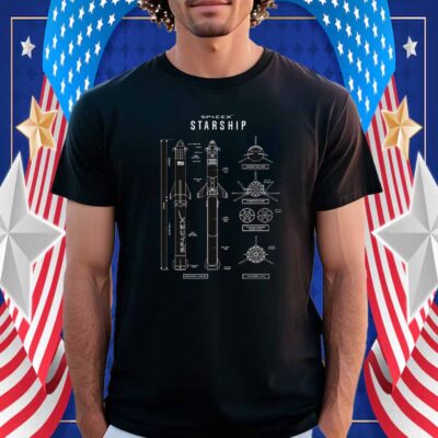 SpaceX Starship Schematic Blueprint Shirt