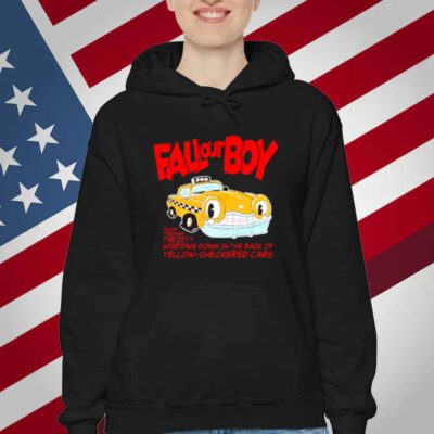 Falloutboy Racing Through The City Windows Down In The Dark Of Yellow Checkered Cars T-Shirt