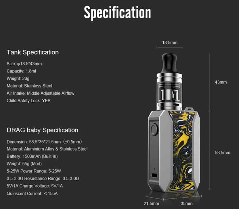 Voopoo drag baby trio 25w starter kit voopoo drag baby trio kit $22. 50 (usa)