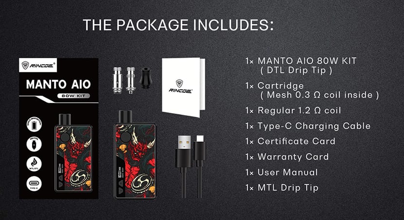 Rincoe manto aio pod starter kit rincoe manto aio pod kit $20. 99