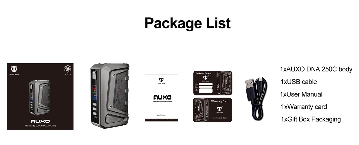Think vape auxo dna250c vape mod think vape auxo dna250c mod $129. 99