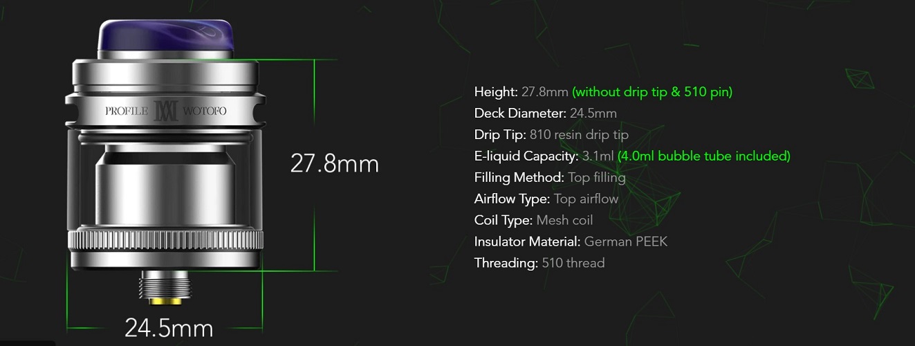 Wotofo profile m 24. 5mm rta wotofo profile m rta $23. 50
