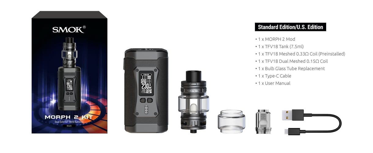 Smok morph 2 230w kit smok morph 2 mod $26. 99 | 230w kit $44. 19