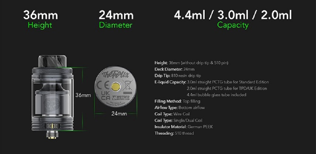 Wotofo troll x 24mm rta wotofo troll x rta $14. 09