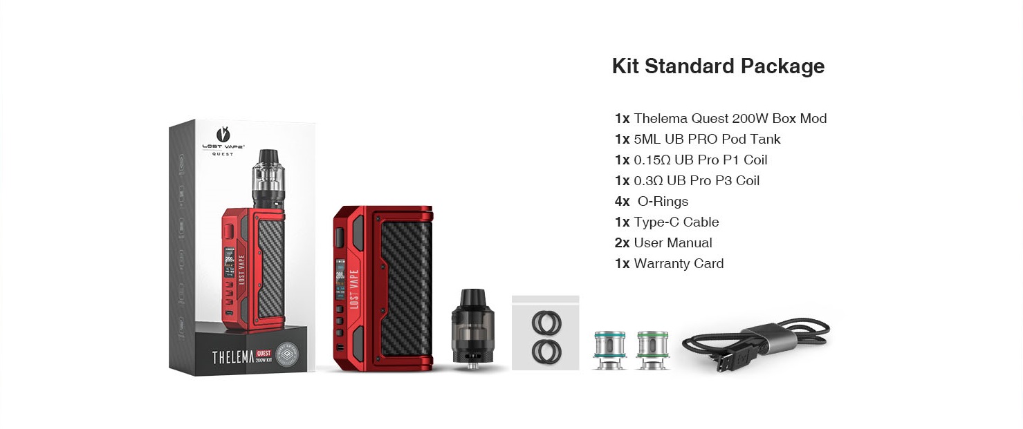 Lost vape thelema quest starter kit lost vape thelema quest mod $22. 52 | 200w kit $38. 24