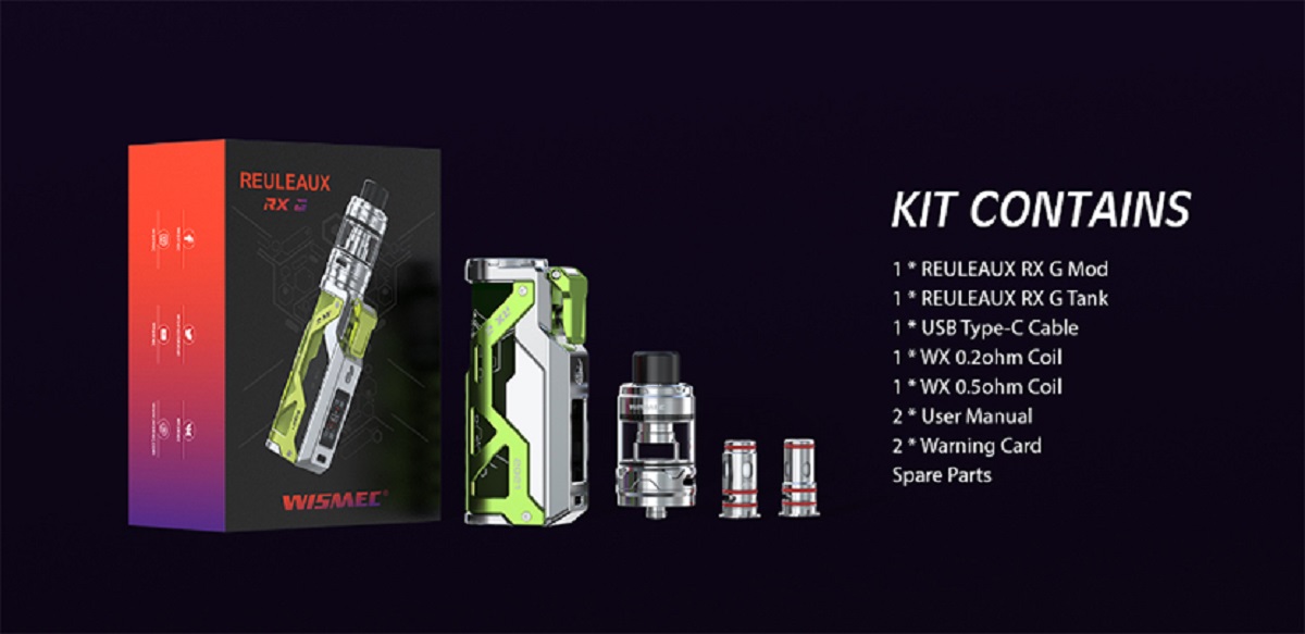 Wismec reuleaux rx g vape kit wismec reuleaux rx g mod $32. 99 | 100w kit $49. 99