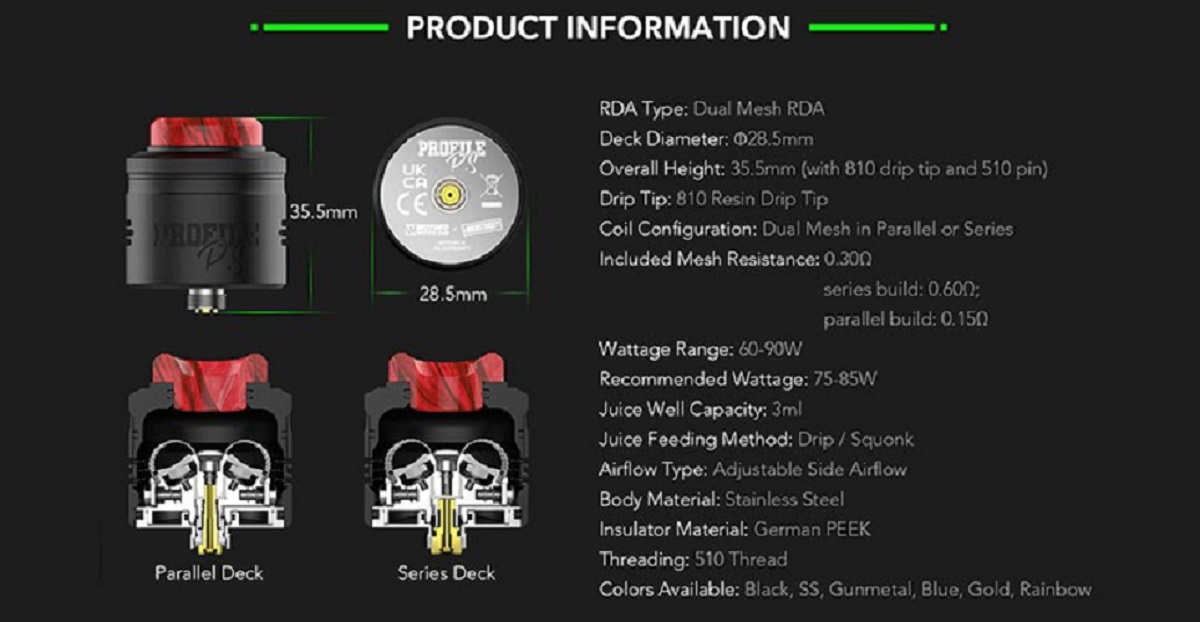 Wotofo profile ps 28. 5mm rda wotofo profile ps dual mesh rda $18. 90