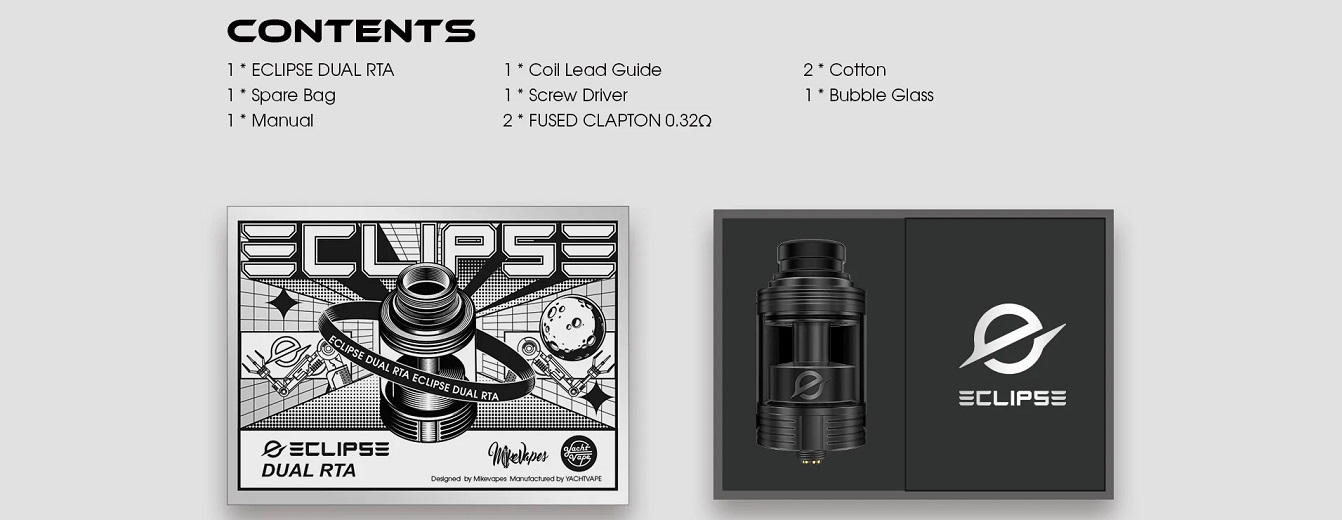 Yachtvape x mike vapes eclipse dual rta yachtvape eclipse dual rta $39. 99