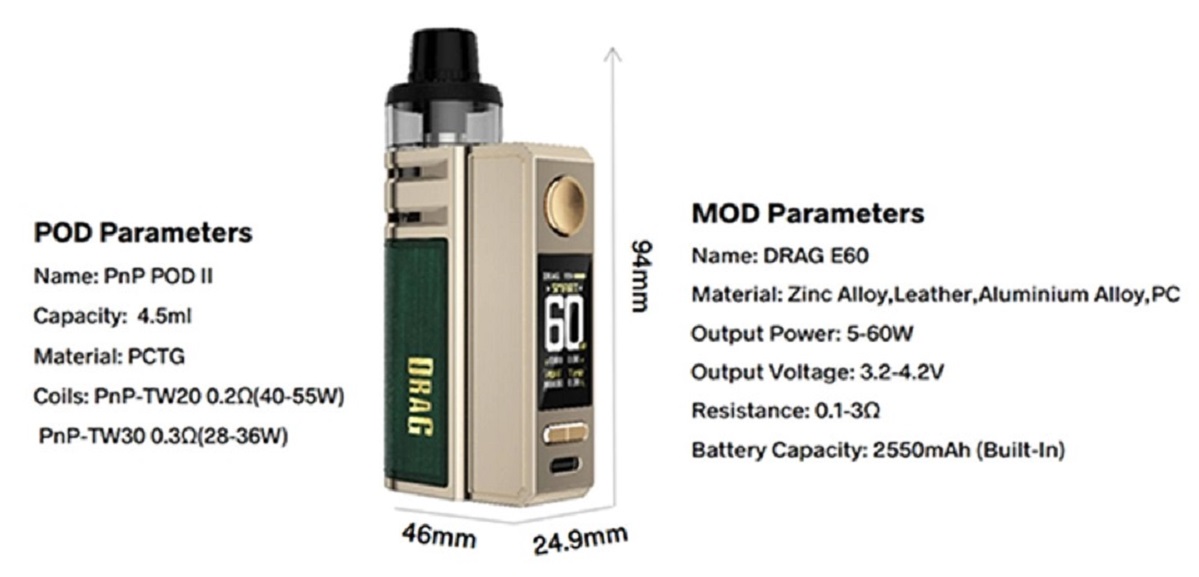 Voopoo drag e60 60w kit voopoo drag e60 kit $21. 99