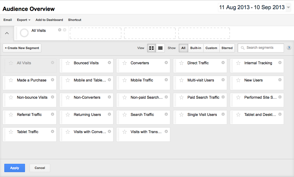 Google New Segment Filters