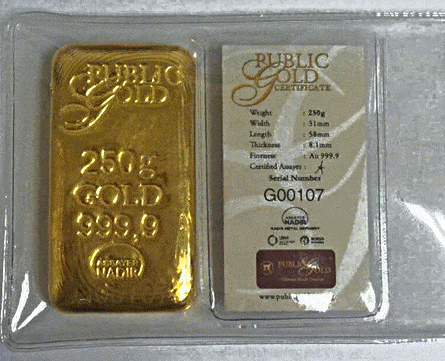 gold bar 250g 24k lbma bebas cukai gst