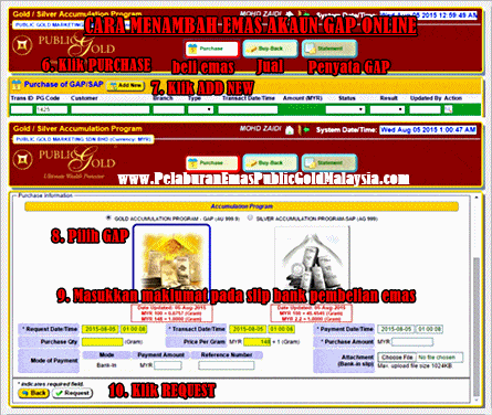 cara tambah emas gap online