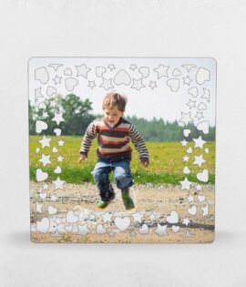 הדפסה על עץ "כוכבים ולבבות " + תמונה אישית