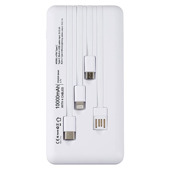 ⁦מטען נייד 10,000mAh הכולל 4 כבלים נשלפים 2 פנסי לד וצג דיגיטלי⁩ – תמונה ⁦4⁩