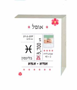 תעודת לידה מעוצבת כוכבים עדינים  | תעודת לידה לתינוקת שנולדה